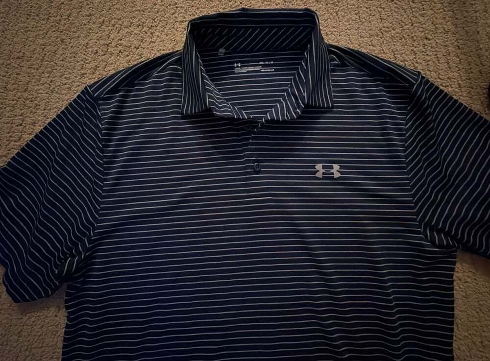 Under Armour Men's Playoff Stripe HeatGear Golf Polo Shirt Blue